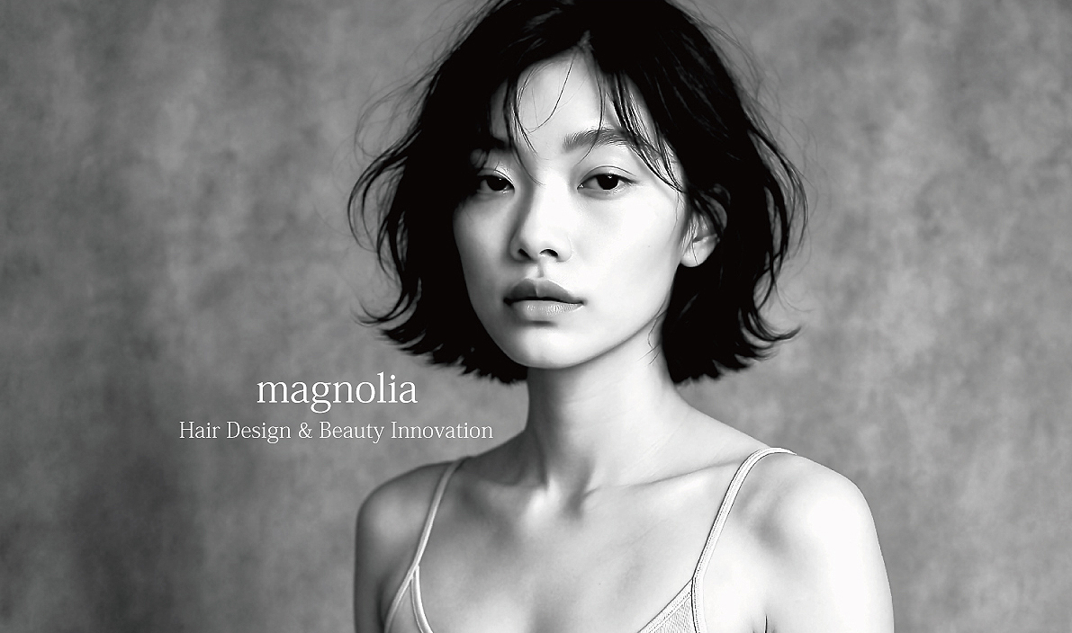 Elegant short-haired woman against textured background - magnolia salon main visual